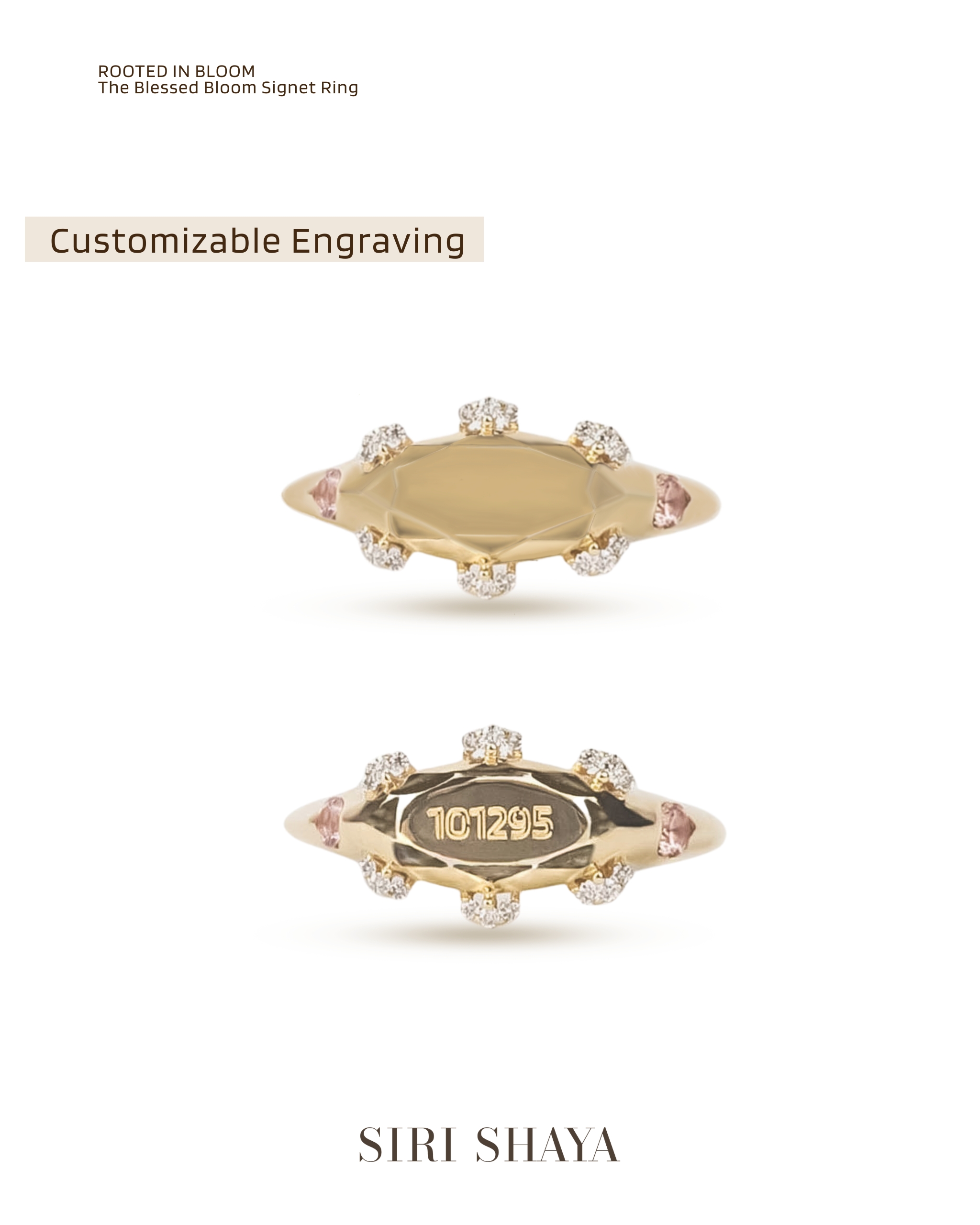 The blessed bloom signet ring (customizable engraving)